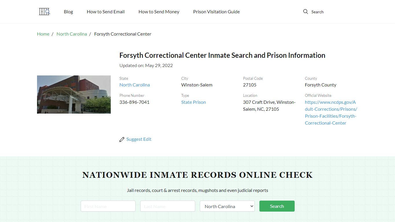 Forsyth Correctional Center Inmate Search, Visitation ...